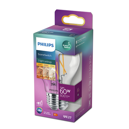 Philips LED Lamp E27 7,5W Scene Switch