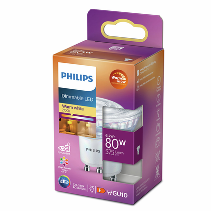 Philips LED spot GU10 6,2W 2700K Dim-to-warm