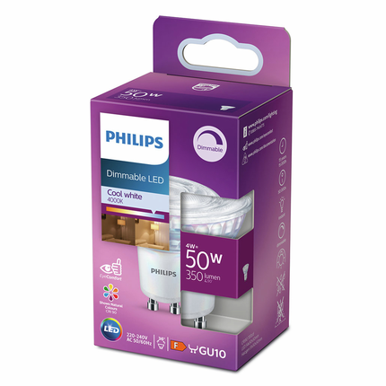 Philips LED spot GU10 4W 4000K Dimbaar