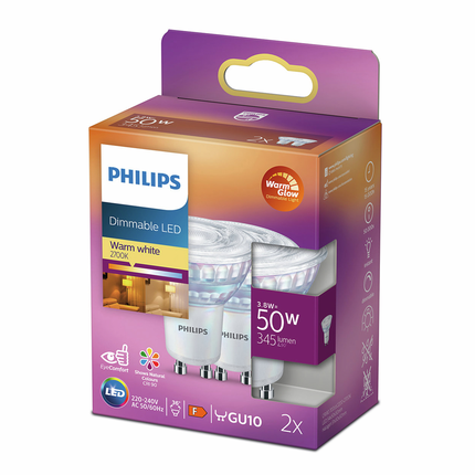 Philips LED spot GU10 3,8W 2700K Dim-to-warm x2