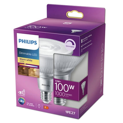 Philips LED Lamp E27 13W Dimbaar