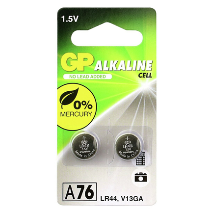 GP Pile bouton Alkaline A76/LR44 2 Pièces