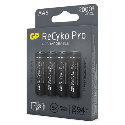 GP ReCyko Pro AA 2000 mAh 4 stuks Oplaadbare NiMH Batterij