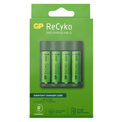 GP ReCyko Batterijlader USB B421 inc 4x AA 2100 mAh Batterijen