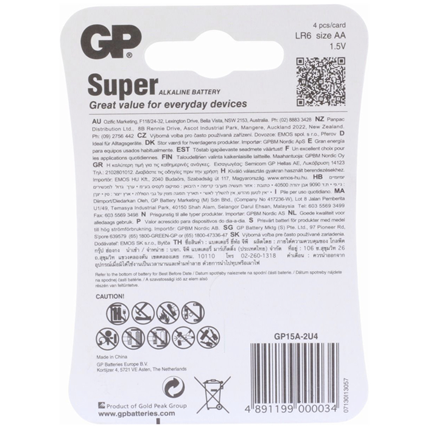 GP Super Alkaline AA Baterijen 4 stuks