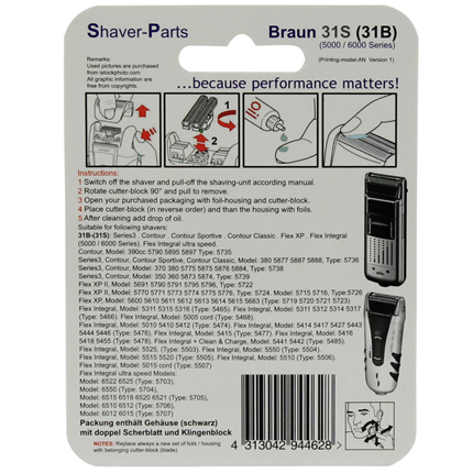 Shaver-Parts Scheerkop voor Braun 31S