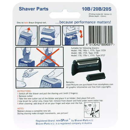 Shaver Parts Scheerblad met Mes voor Braun 10B|20B en 20S