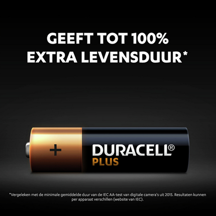 Duracell Plus 100% Alkaline  AA 4 Stuks