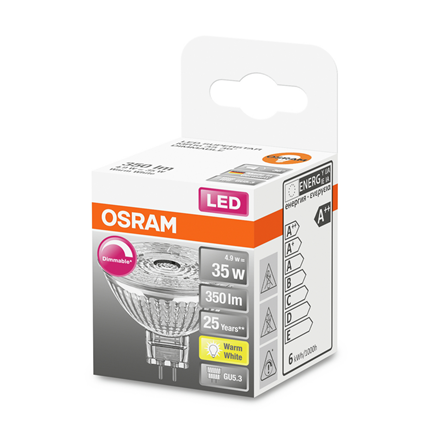 Osram ledlamp GU5.3 4,9W 350Lm MR16 dimbaar