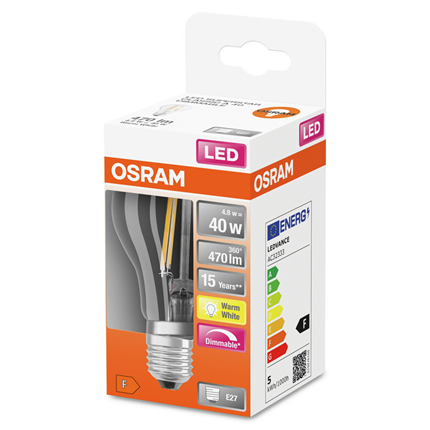 Osram ledlamp E27 5W 470Lm Classic A dimbaar