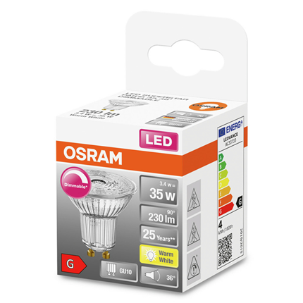 Osram ledlamp GU10 3,7W 230Lm PAR16 dimbaar
