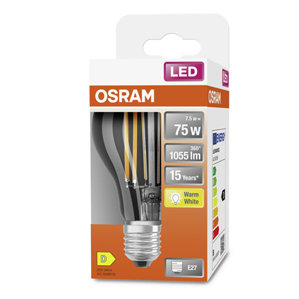 Osram ledlamp E27 7,5W 1055Lm Classic A