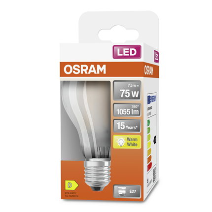 Osram ledlamp E27 7,5W 1055Lm Classic A mat