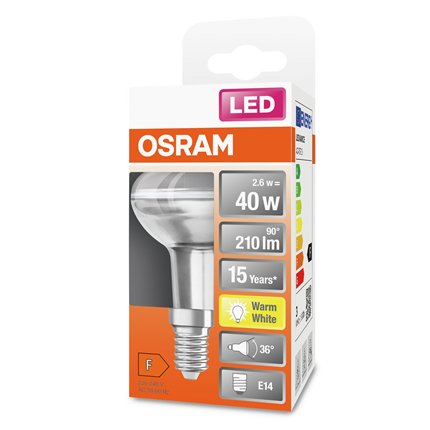 Osram ledlamp E14 2,6W 210Lm R50