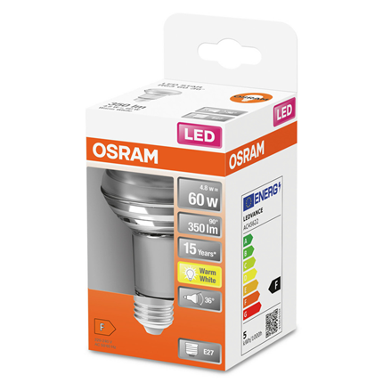 Osram ledlamp E27 4,3W 345Lm R63