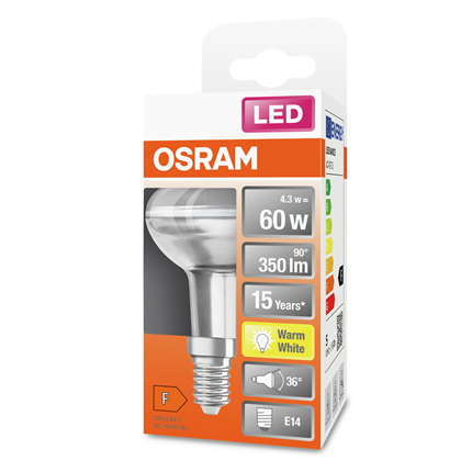 Osram ledlamp E14 4,3W 345Lm R50