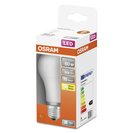 Osram ledlamp E27 8,5W 806Lm Classic A mat
