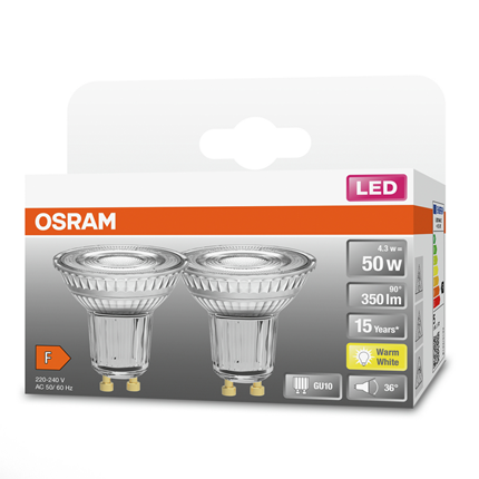 Osram ledlamp GU10 4,3W 350Lm PAR16