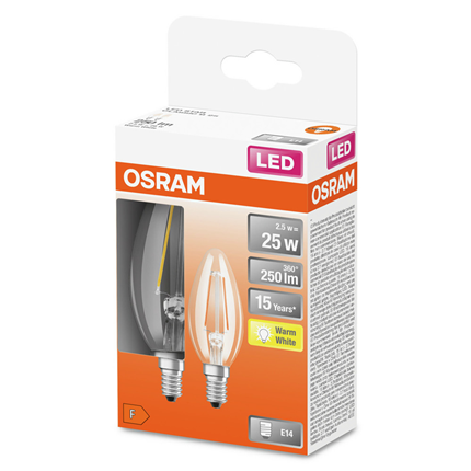 Osram ledlamp E14 2,5W 250Lm Classic B