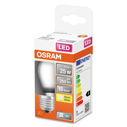 Osram ledlamp E27 2,5W 250Lm Classic P mat