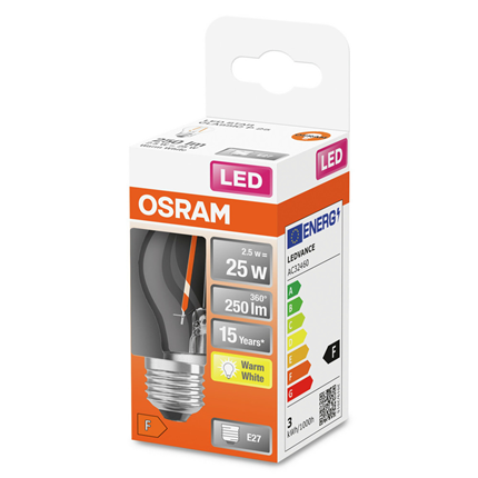 Osram ledlamp E27 2,5W 250Lm Classic P