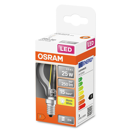 Osram ledlamp E14 2,5W 250Lm Classic P