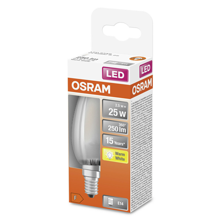 Osram ledlamp E14 2,5W 250Lm Classic B mat