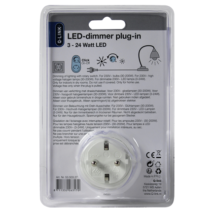 Q-Link stekkerdimmer gloei-/halogeen-/LED lampen 3-24W