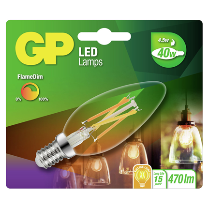 GP Filament Led Lamp E14 4.5w Warm wit FlameDim