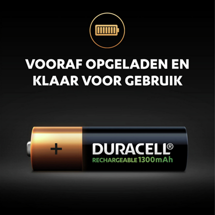 Duracell AA 1300 Mah 4 stuks Oplaadbare NiMH Batterij