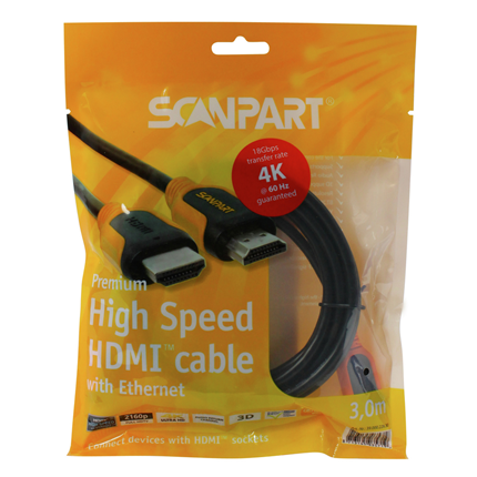 Scanpart HDMI Kabel 3 meter Ethernet 2.0 + ARC