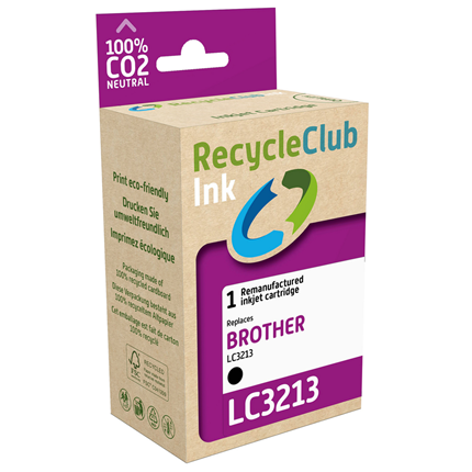 Recycle Club Cartridge compatible met Brother LC-3213 Zwart