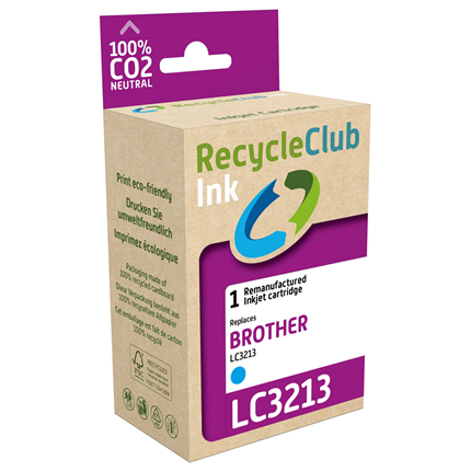 RecycleClub Cartridge compatible met  Brother LC-3213 Blauw
