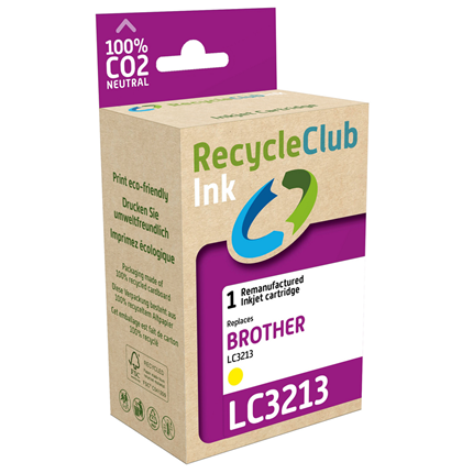 RecycleClub Cartridge compatible met  Brother LC-3213 Geel