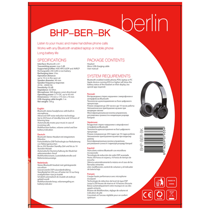 Gembird Headset BHP-BER Stereo Draadloos Zwart