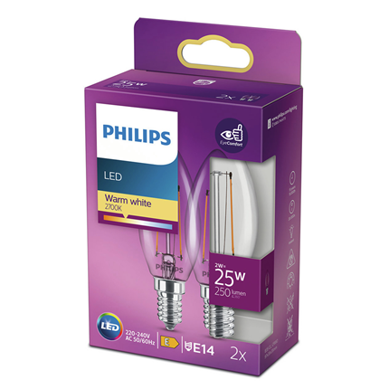 Philips Led Lamp E14 2 W 250 Lumen Kaars 2 Stuks