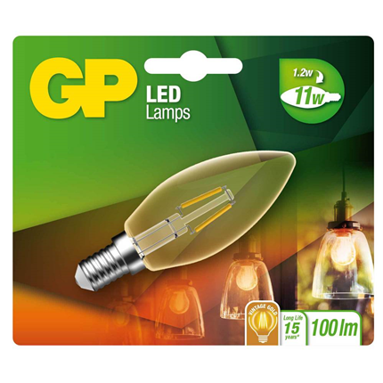 GP Filament-LED Lamp Vintage Gold Kaars 1,2W E14