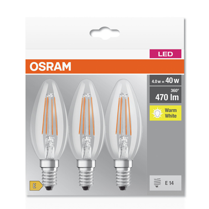Osram ledlamp E14 4W Classic B retrofit helder 3st