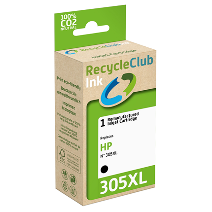 Recycle Club Cartridge compatible met HP 305 Zwart met Inkt Level Management