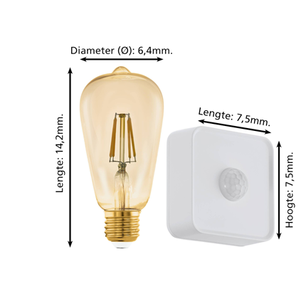 EGLO Connect-Z Zigbee Filament LED Lamp E27 6W 500Lm Edison + Dag/nacht sensor