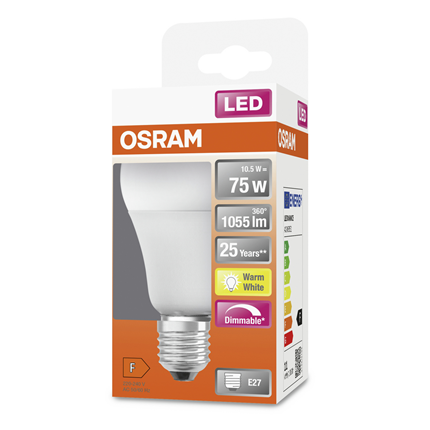 Osram ledlamp E27 10,5W 1055Lm Classic A dim mat