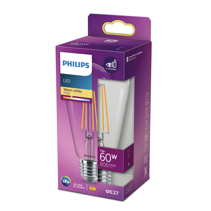 Philips Filament LED Lamp E27 60W 806Lm Warm Wit Edison