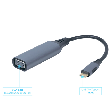 Cablexpert USB-C -> VGA adapterkabel 15 cm