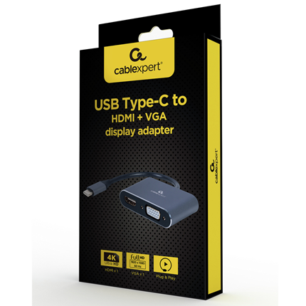 Cablexpert USB-C -> HDMI + VGA adapterkabel 15 cm