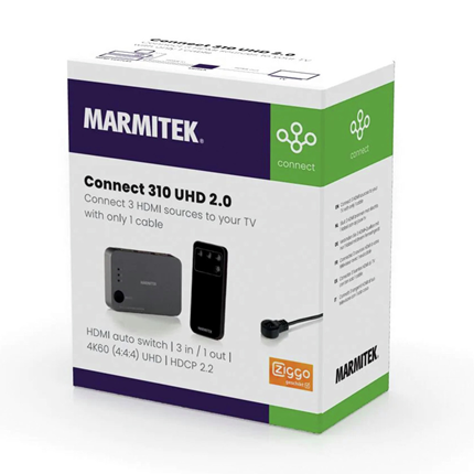 Marmitek Connect 310 UHD 2.0 HDMI auto schakelaar 3in/1out