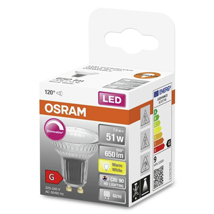 Osram ledlamp GU10 8,3W 575Lm PAR16 DIM