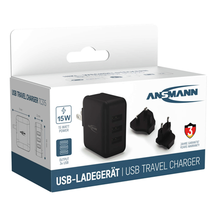 Ansmann USB-oplaad Reisstekker 3x USB