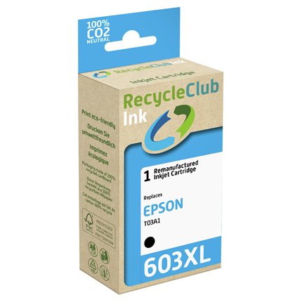 Recycle Club Cartridge compatible met Epson T03A1 603 XL Zwart