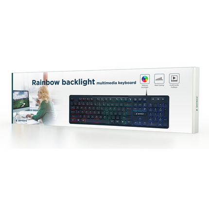 Gembird Multimedia Toetsenbord USB Regenboog Backlight