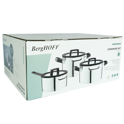 BergHOFF Pannenset 6-delig Essentials Uqonic Downdraft serie RVS